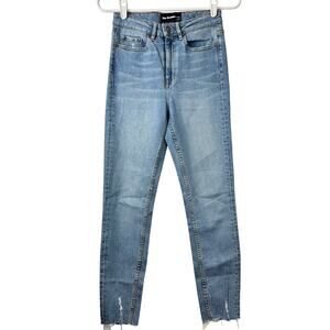 The Kooples Franky Skinny Jeans Distressed Hem Light Wash 26